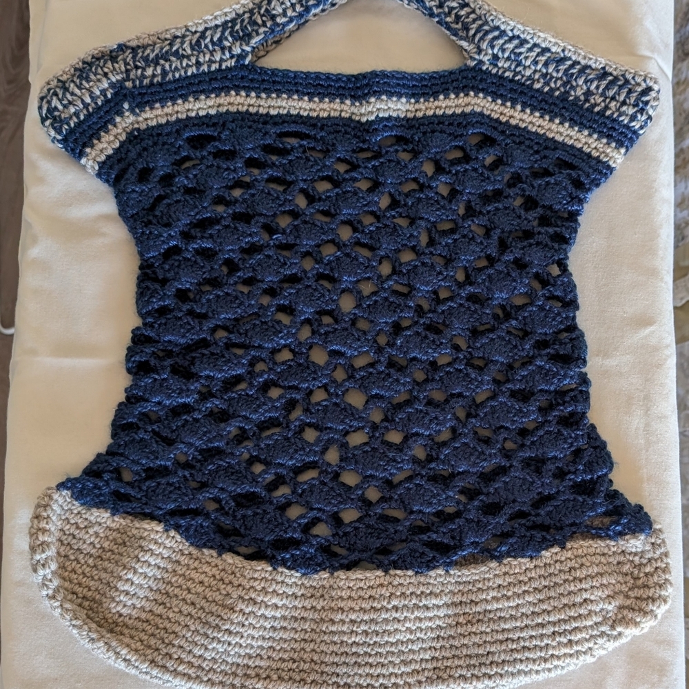 Handcrafted Navy and Cream Tote Bag